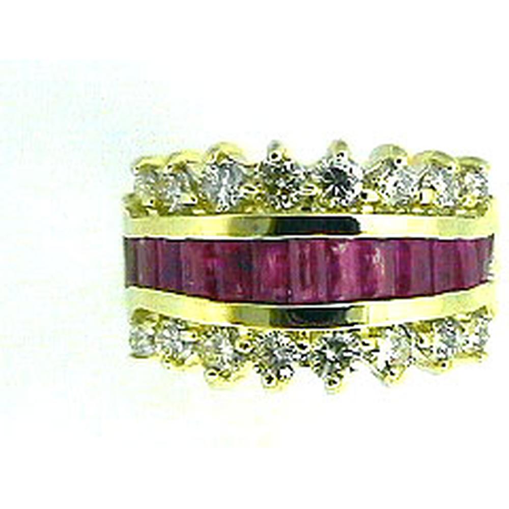 Royal 14K Yellow Gold Ruby & Diamond Ring - 1.00 Carat Ruby, 1.50 Carat Total Weight