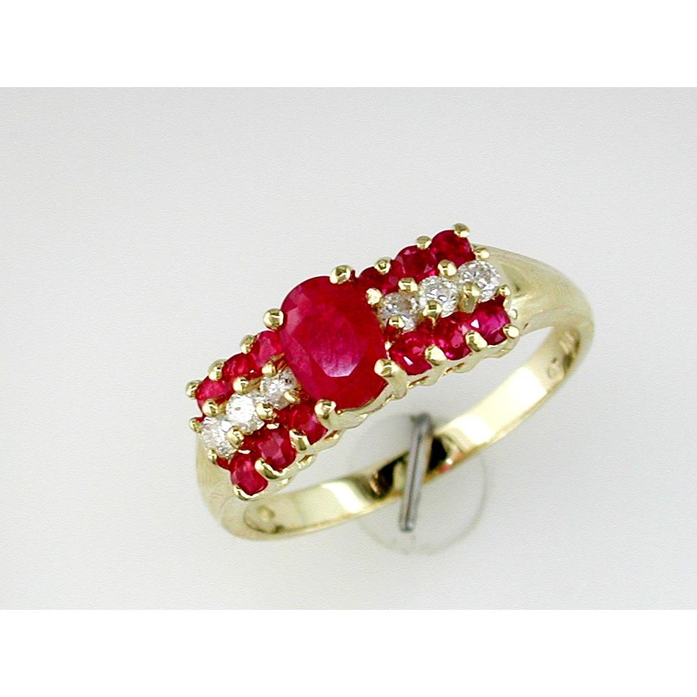 Royal 14K Yellow Gold Ruby & Diamond Ring - 1.05 Carat Ruby - 0.16 Carat Diamond Total Weight