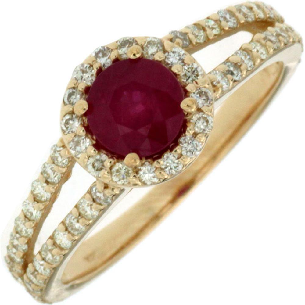 Royal 14K Yellow Gold Ruby & Diamond Ring - 1.28 Carat Total Gem Weight