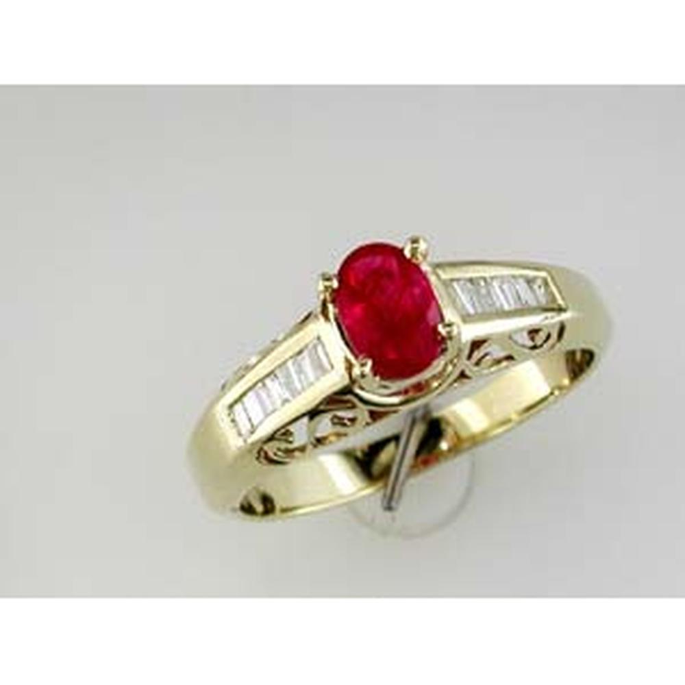 Royal 14K Yellow Gold Ruby & Diamond Ring - Timeless Elegance and Glamour