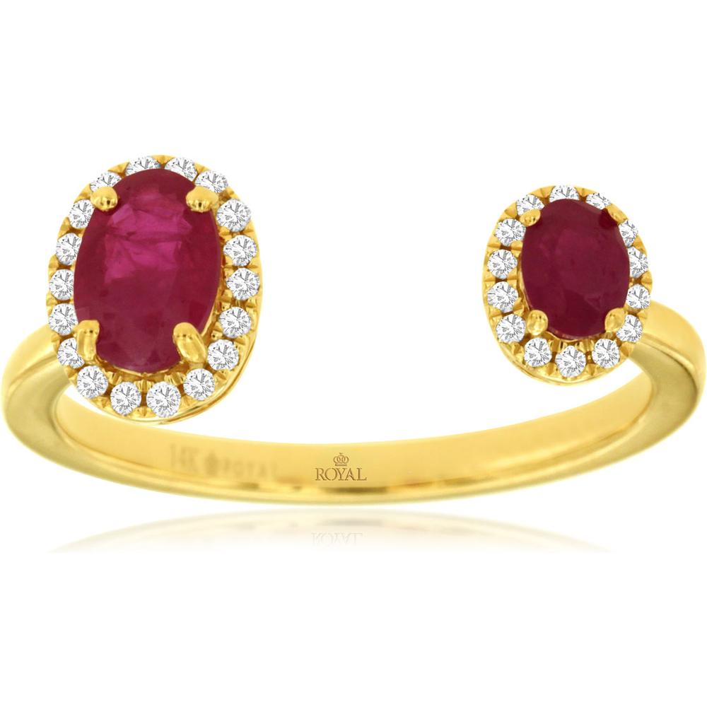 Royal 14K Yellow Gold Ruby & Diamond Ring - Timeless Elegance