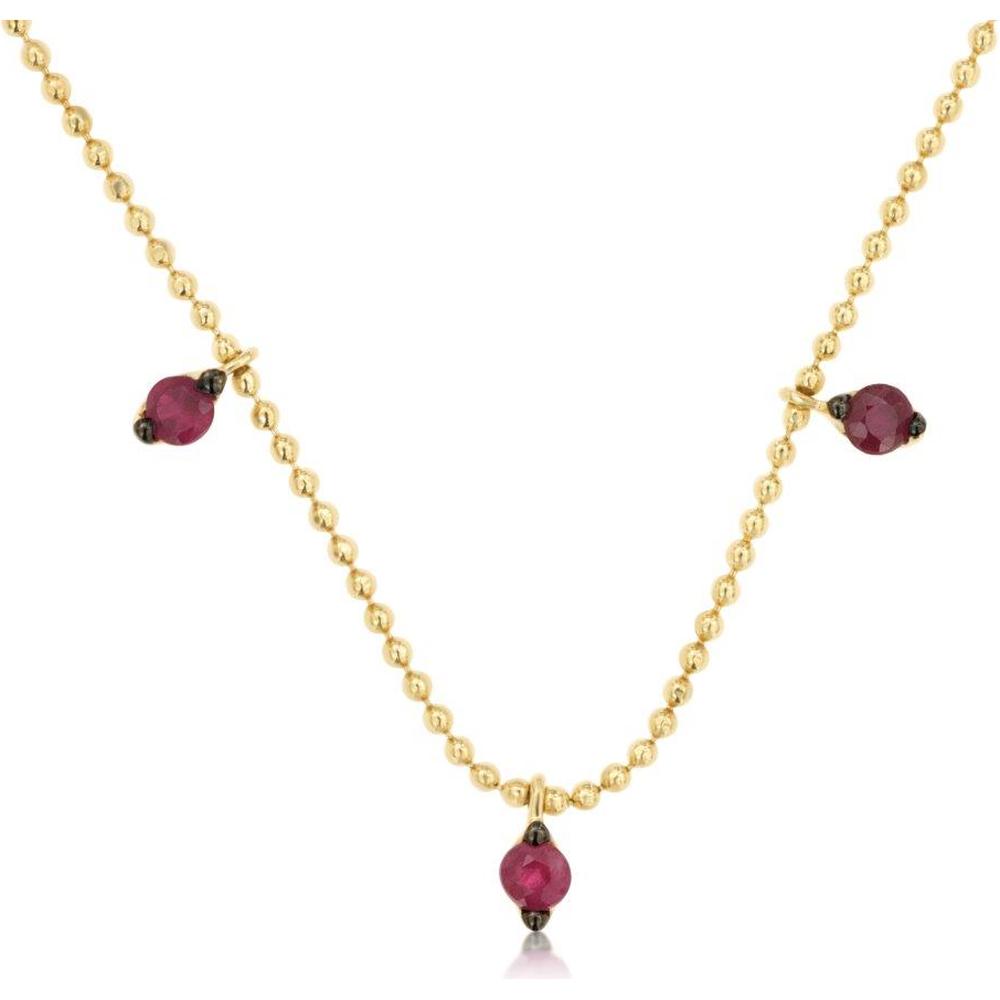 Royal 14K Yellow Gold Ruby Station Necklace with 0.65 Carats Total Ruby Weight