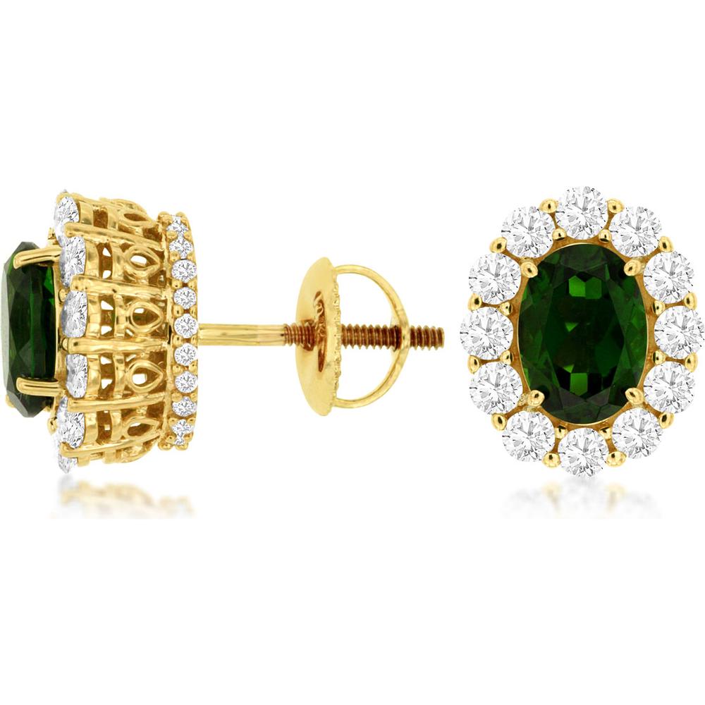 Royal 14K Yellow Gold Russalite and Diamond Earrings - 2.90 Carat Total Gem Weight