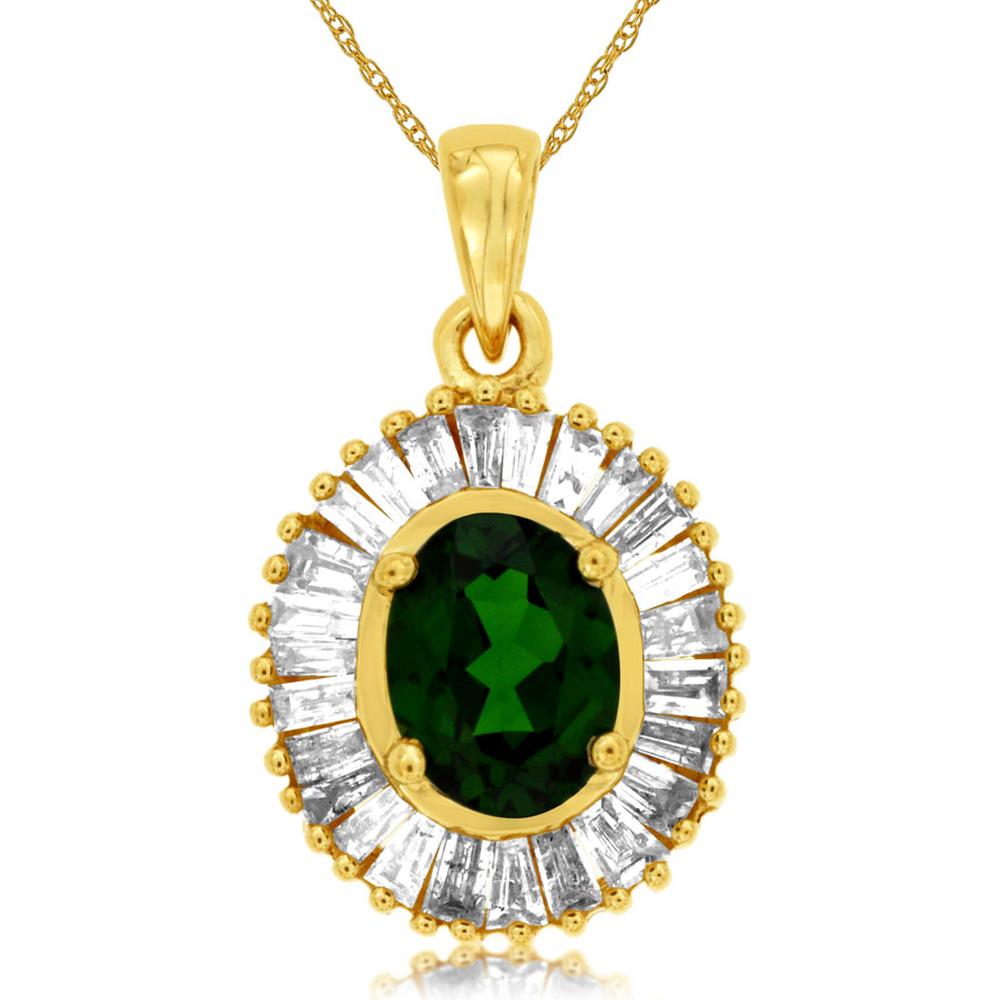 Royal 14K Yellow Gold Russalite and Diamond Oval Pendant - 1.30 Carat Russalite, 0.75 Carat Total Diamond Weight