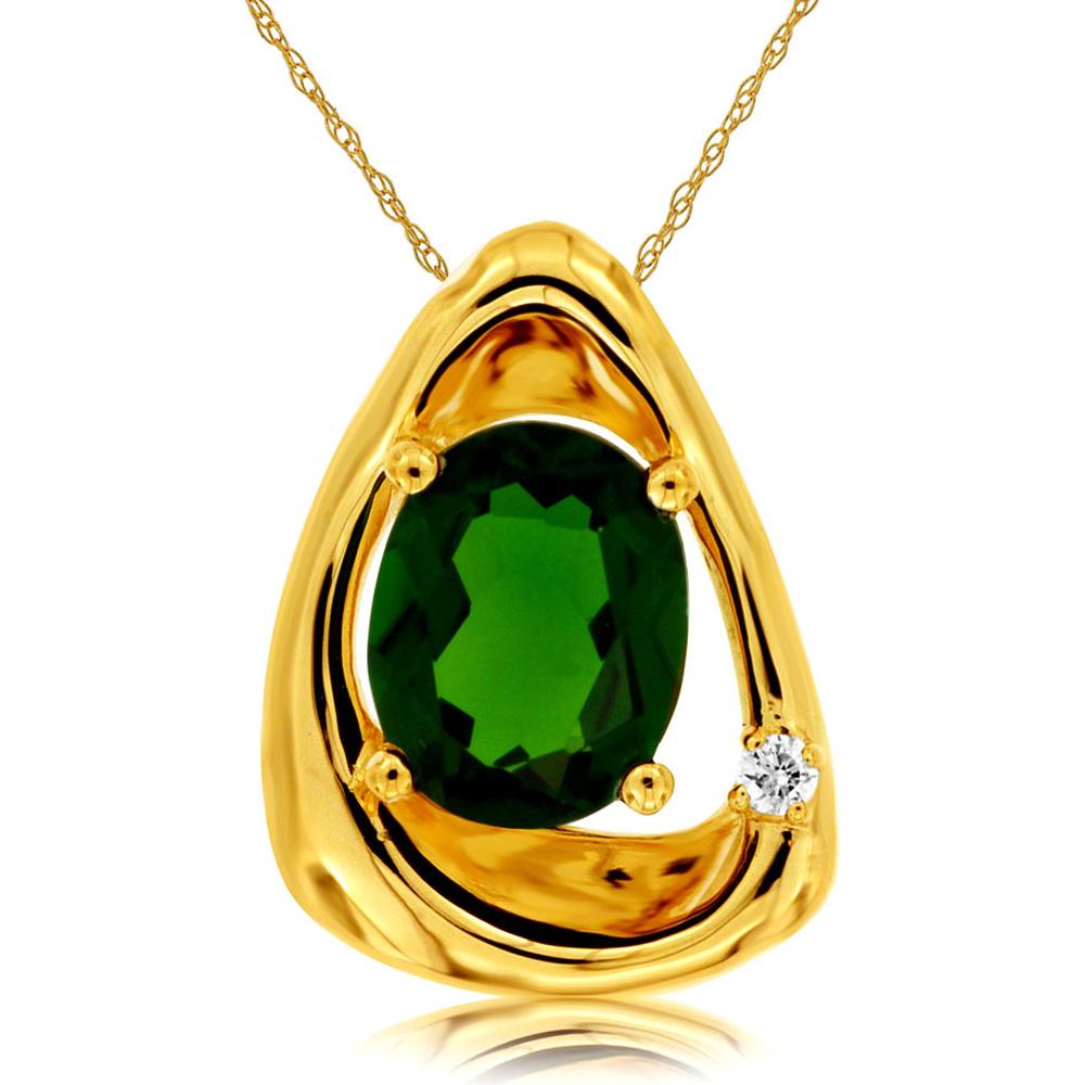 Royal 14K Yellow Gold Russalite & Diamond Oval Pendant - 2.00 Carat Russalite, 0.02 Carat Diamond