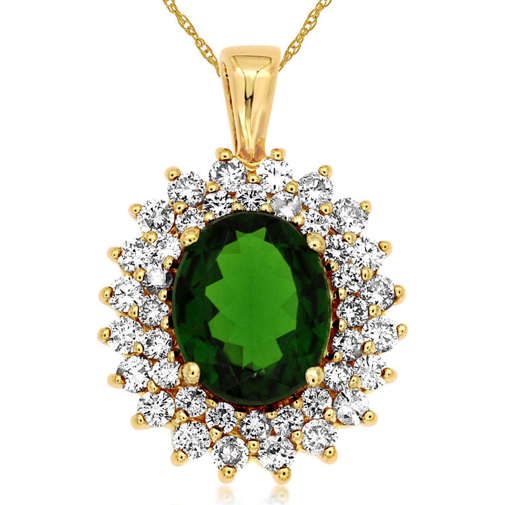 Royal 14K Yellow Gold Russalite & Diamond Oval Pendant - 2.45 Carats Russalite, 1.00 Carats Total Diamond Weight
