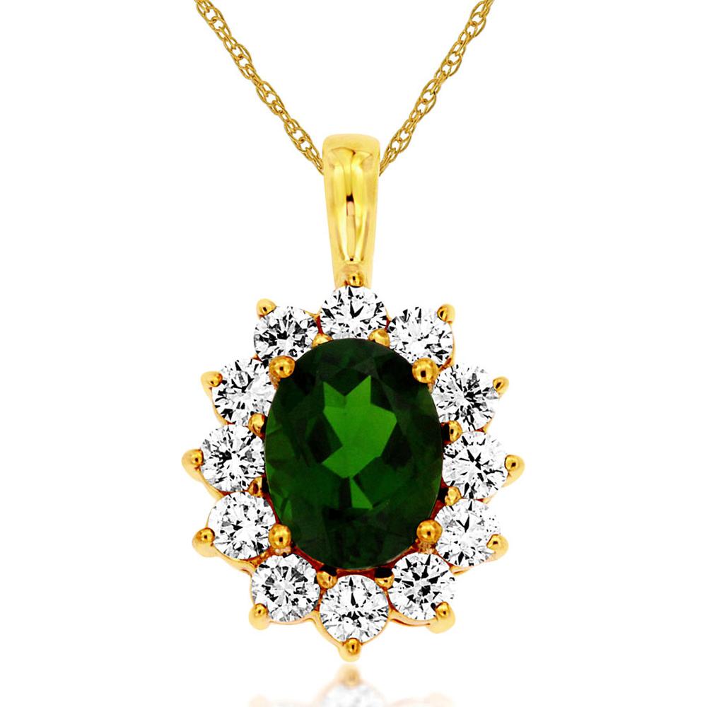Royal 14K Yellow Gold Russalite and Diamond Oval Pendant - 3.00 Carats Total Gem Weight