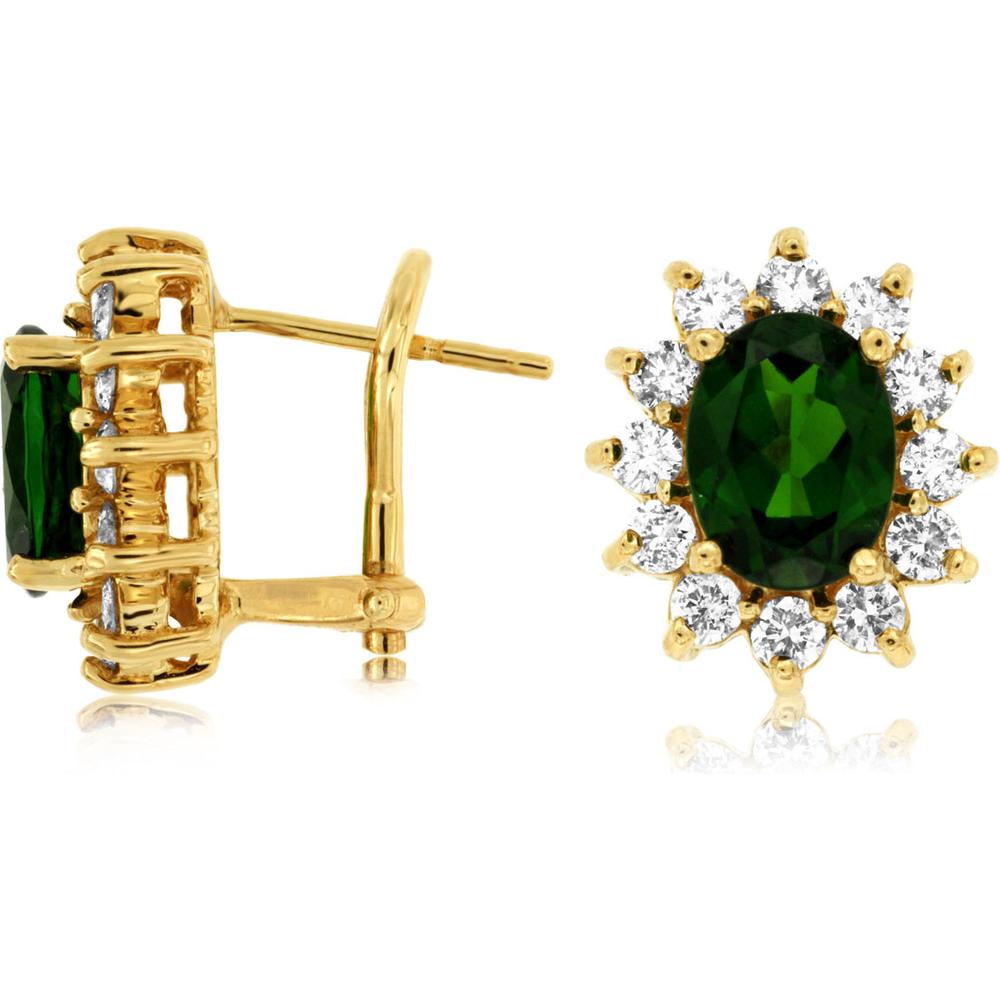 Royal 14K Yellow Gold Russalite & Diamond Oval Stud Earrings - 3.90 Carats Total Gem Weight