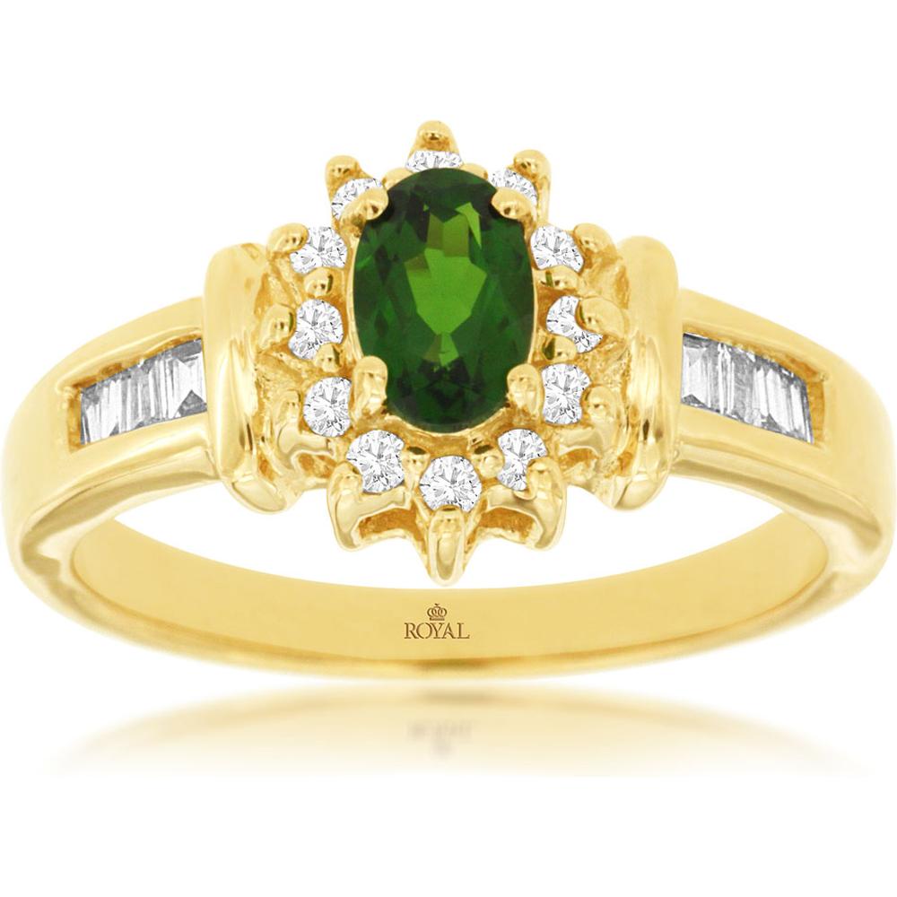 Royal 14K Yellow Gold Russalite & Diamond Ring - 0.45 Carat Russalite, 0.25 Carat Total Diamond Weight