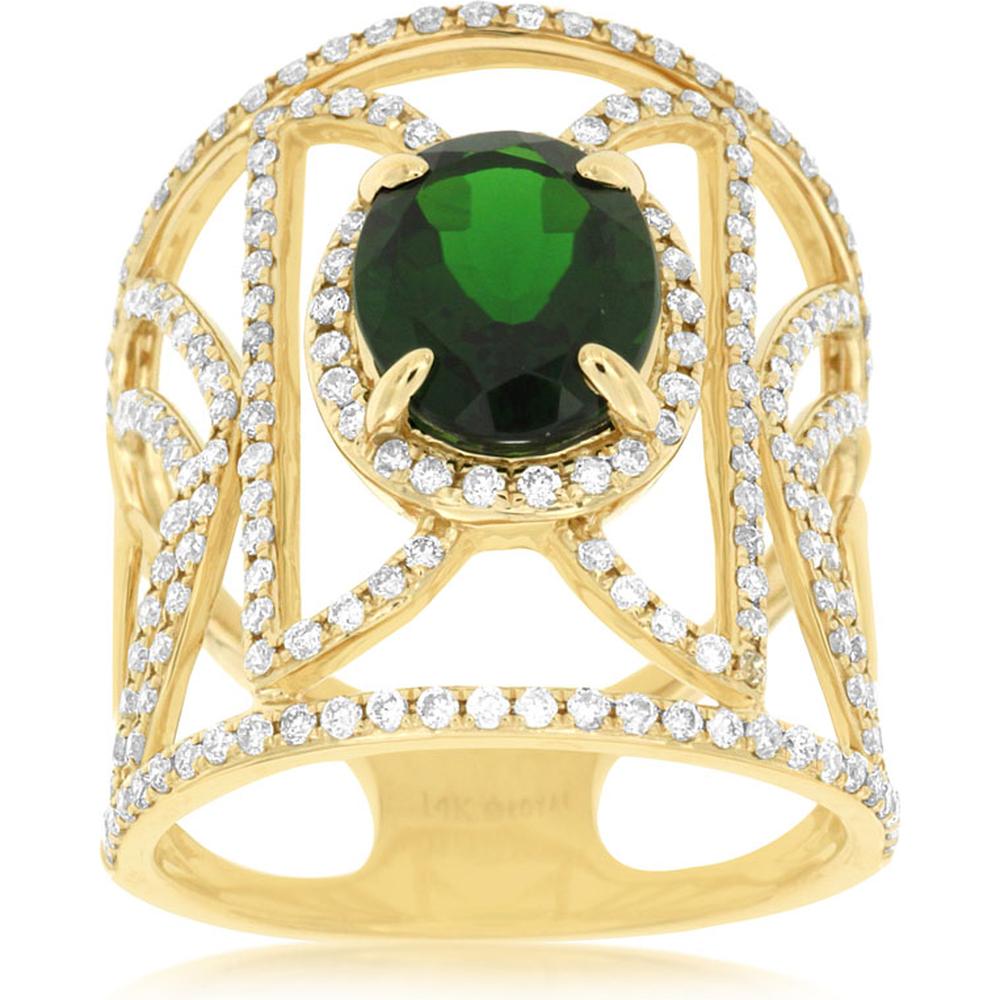 Royal 14K Yellow Gold Russalite and Diamond Ring - 3.5 Carat Total Gemstone Weight