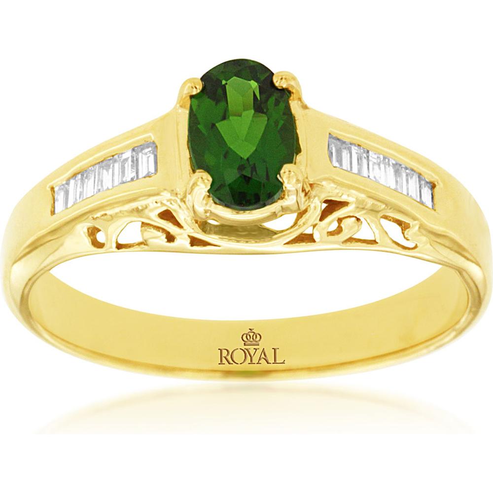 Royal 14K Yellow Gold Russalite & Diamond Ring - Elegance in Every Detail