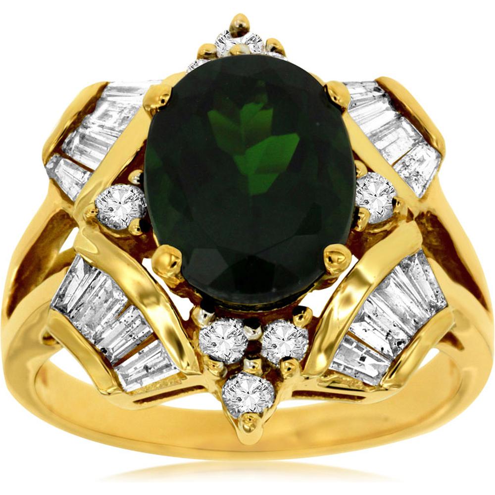 Royal 14K Yellow Gold Russalite & Diamond Ring - Exquisite Oval Cut Jewelry