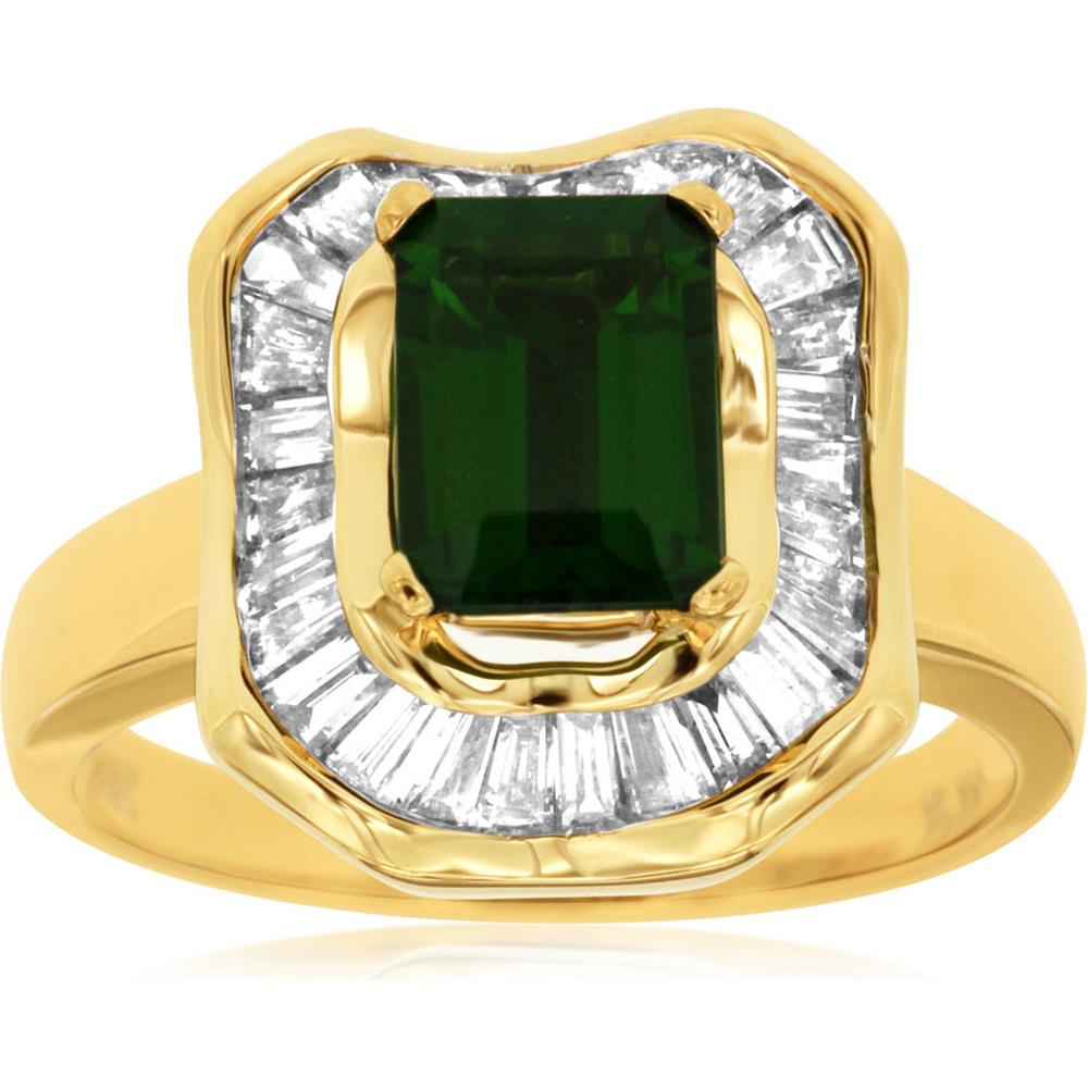 Royal 14K Yellow Gold Russalite & Diamond Ring with Emerald Cut Russalite - 1.00 Carats Total Russalite Weight