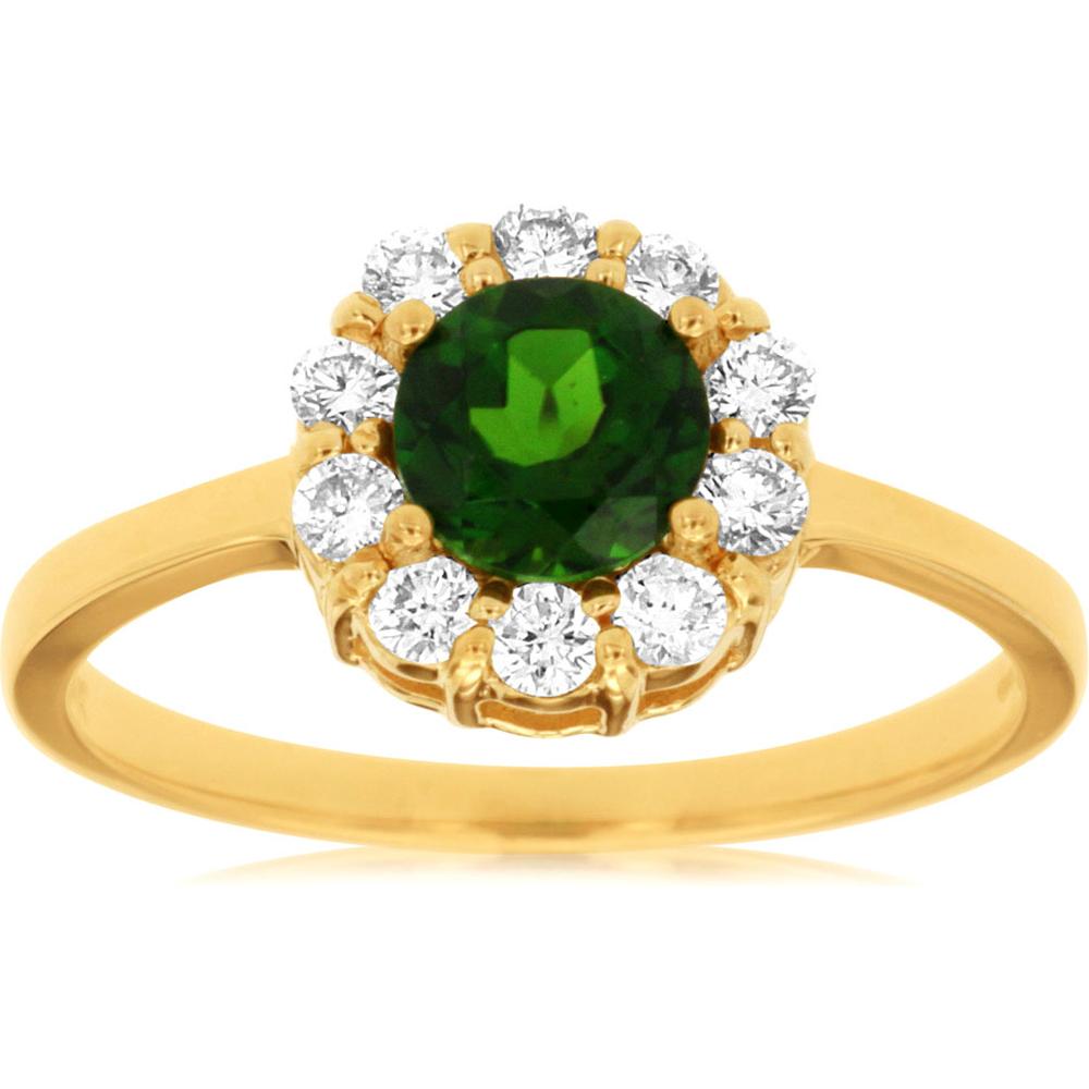 Royal 14K Yellow Gold Russalite and Diamond Round Ring - 1.05 Carat Total Gem Weight