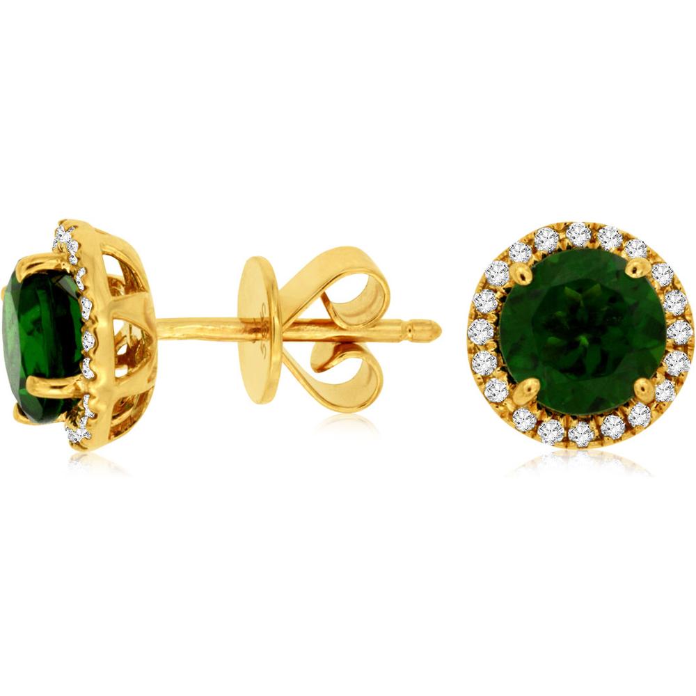 Royal 14K Yellow Gold Russalite & Diamond Stud Earrings - 2.00 Carats Total Russalite Weight