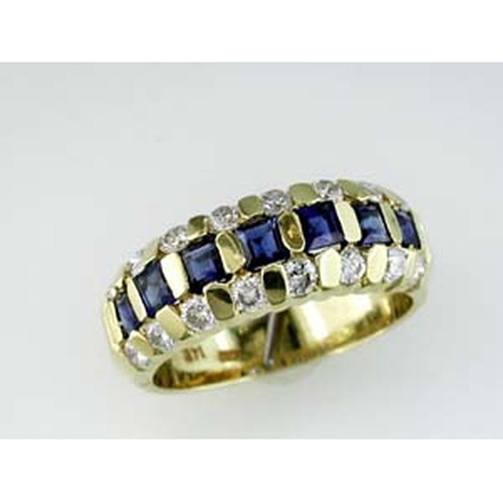 Royal 14K Yellow Gold Sapphire & Diamond Band - Timeless Elegance