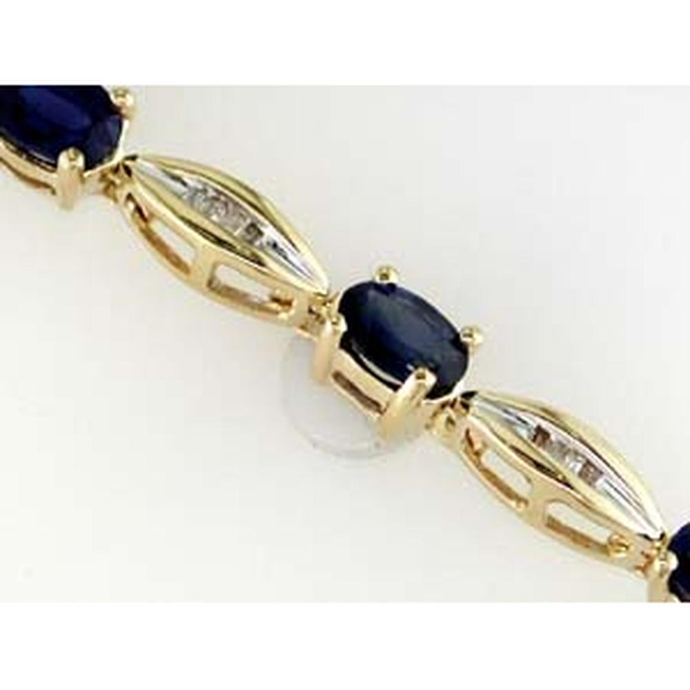 Royal 14K Yellow Gold Sapphire and Diamond Bracelet - 6.50 Carat Sapphire, 0.40 Carat Diamond Total Weight