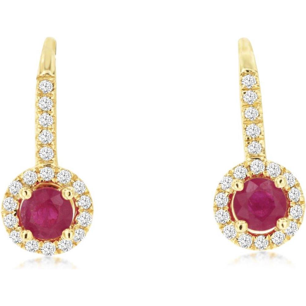 Royal 14K Yellow Gold Sapphire & Diamond Earrings - 0.24 Carat Diamond, 0.70 Carat Sapphire
