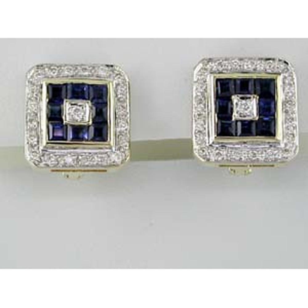Royal 14K Yellow Gold Sapphire & Diamond Earrings - 0.26 Carat Diamond, 0.90 Carat Sapphire