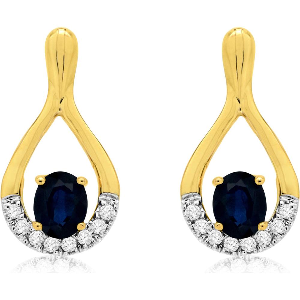 Royal 14K Yellow Gold Sapphire & Diamond Earrings - 1.00 Carat Total Gem Weight