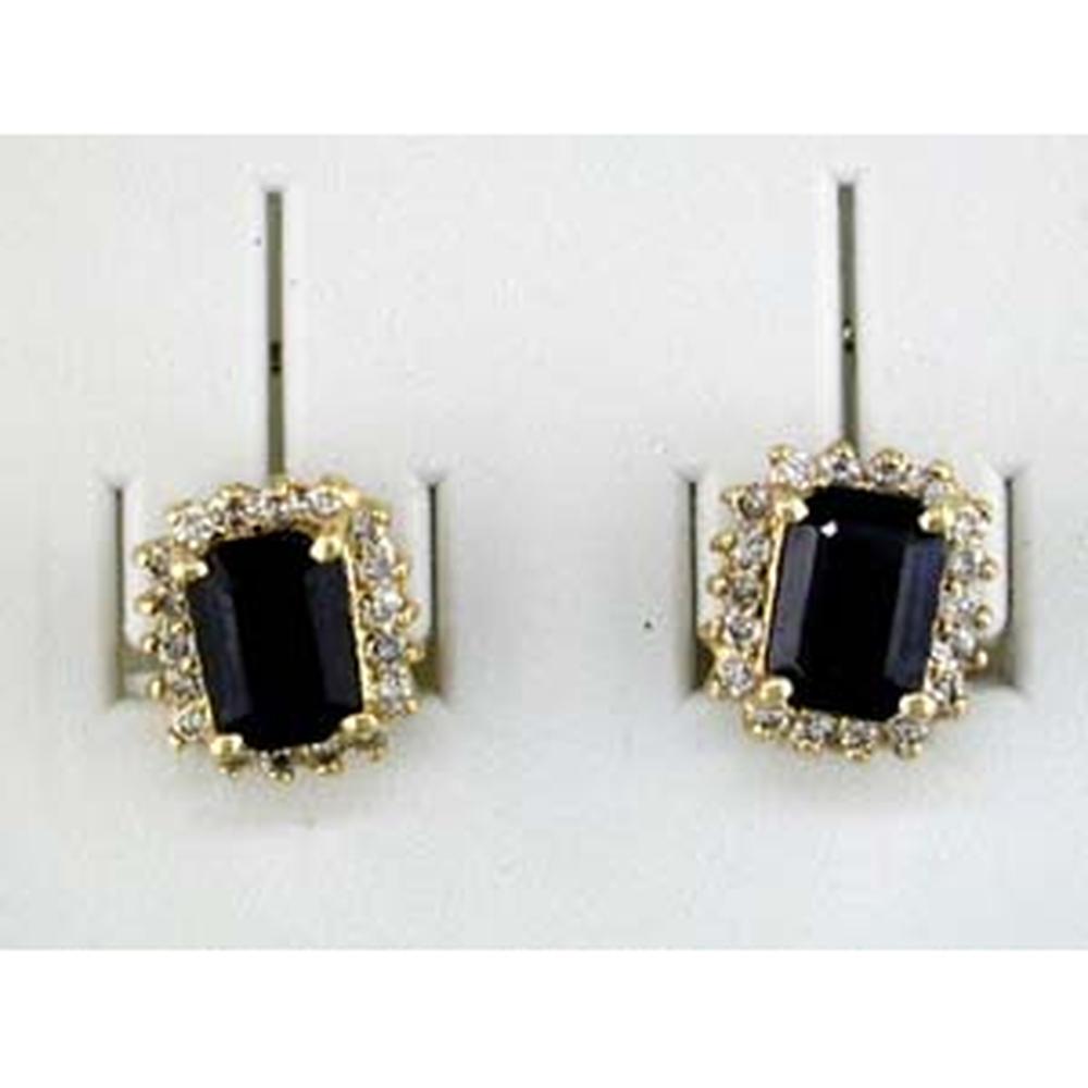 Royal 14K Yellow Gold Sapphire & Diamond Earrings - 2.40 Carat Sapphire, 0.44 Carat Diamond