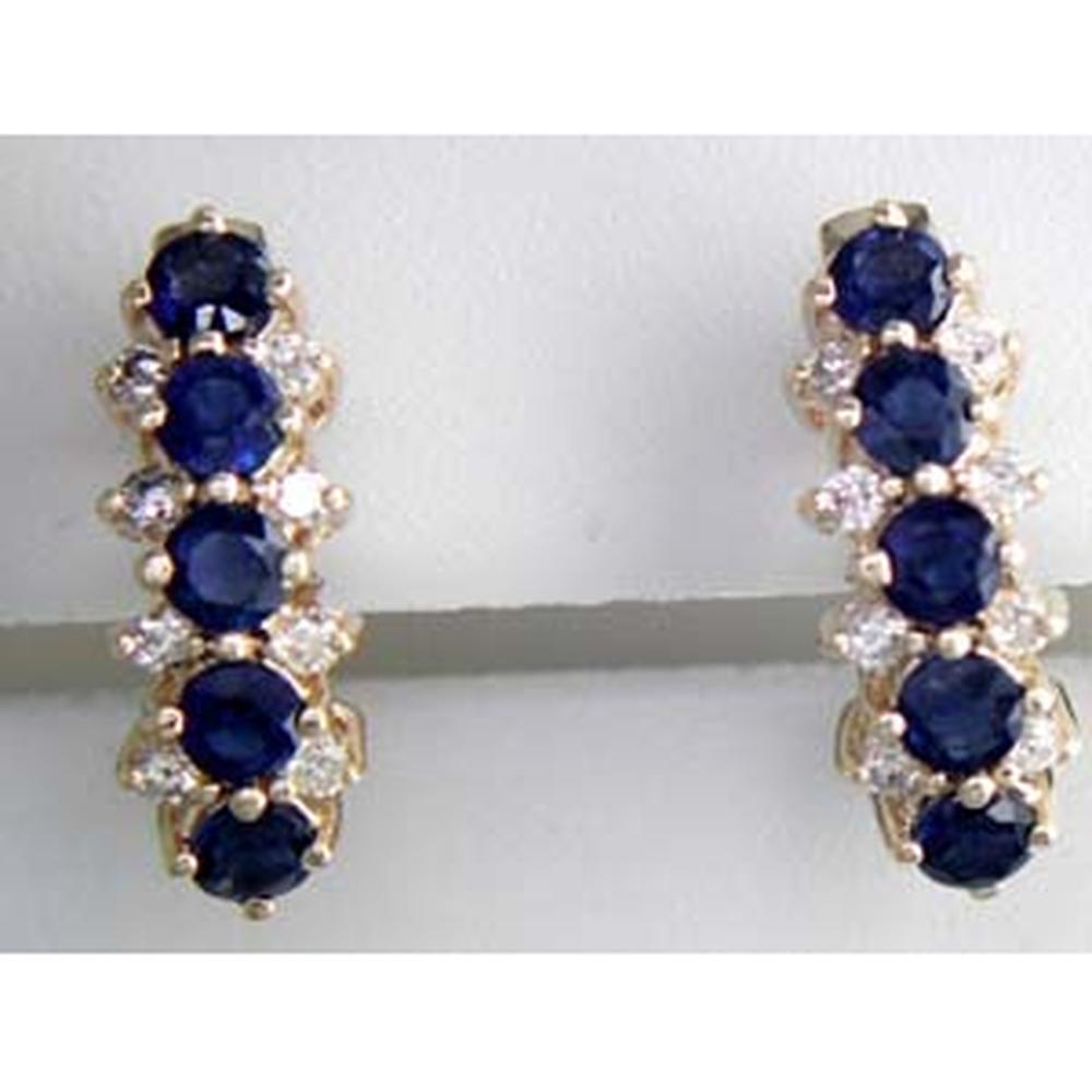 Royal 14K Yellow Gold Sapphire and Diamond Earrings - Captivating Radiance