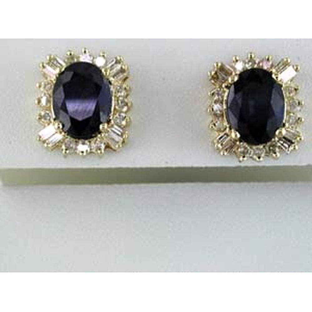 Royal 14K Yellow Gold Sapphire & Diamond Earrings - Timeless Elegance