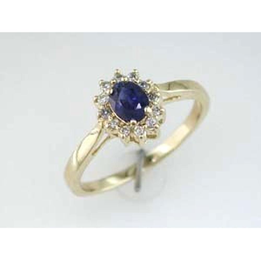 Royal 14K Yellow Gold Sapphire & Diamond Elegance Ring - 0.45 Carat Sapphire, 0.10 Carat Diamond