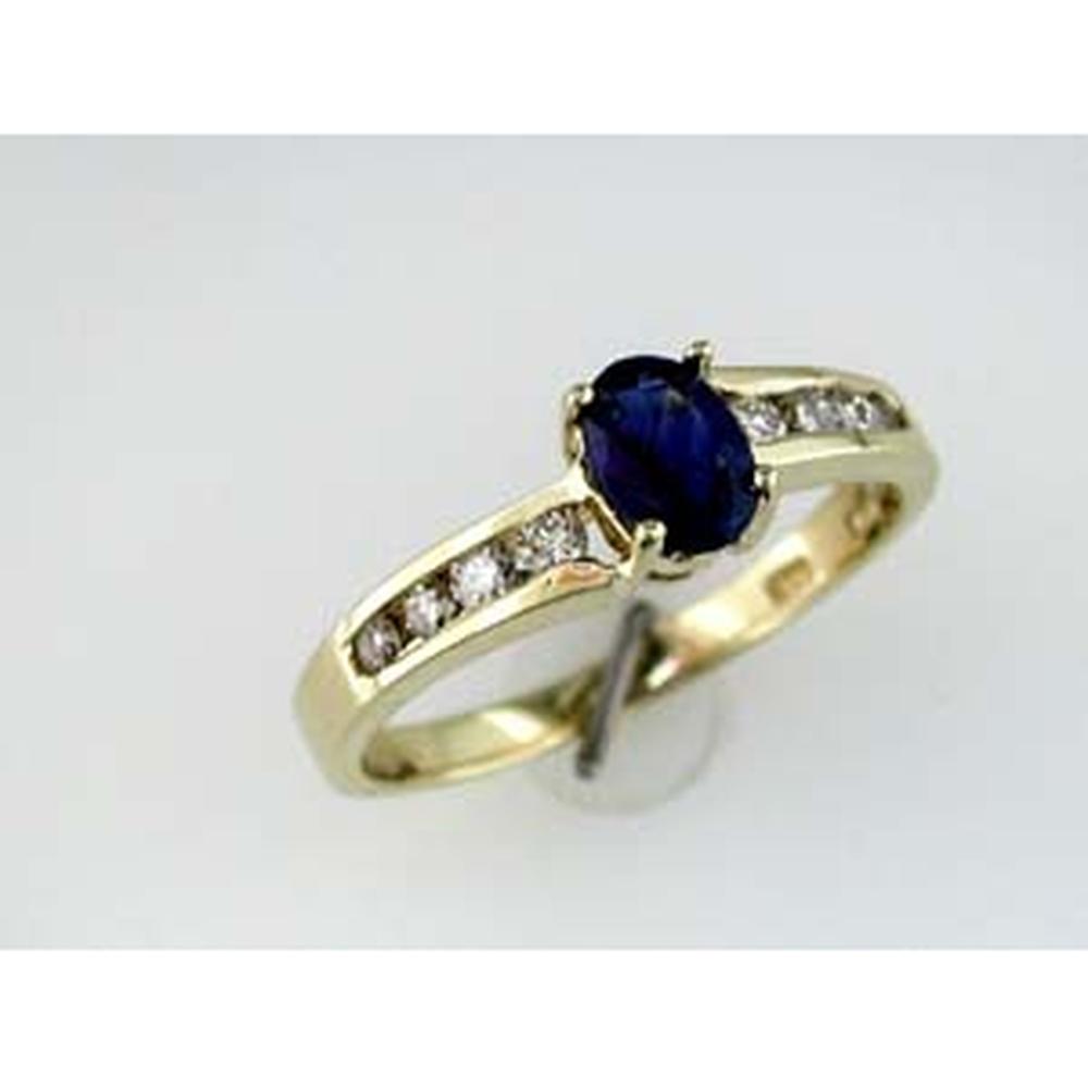 Royal 14K Yellow Gold Sapphire & Diamond Halo Ring - 0.50 Carat Sapphire, 0.24 Carat Diamonds