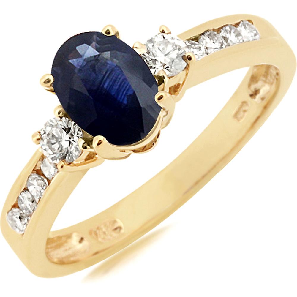 Royal 14K Yellow Gold Sapphire & Diamond Halo Ring - 1.00 Carat Sapphire