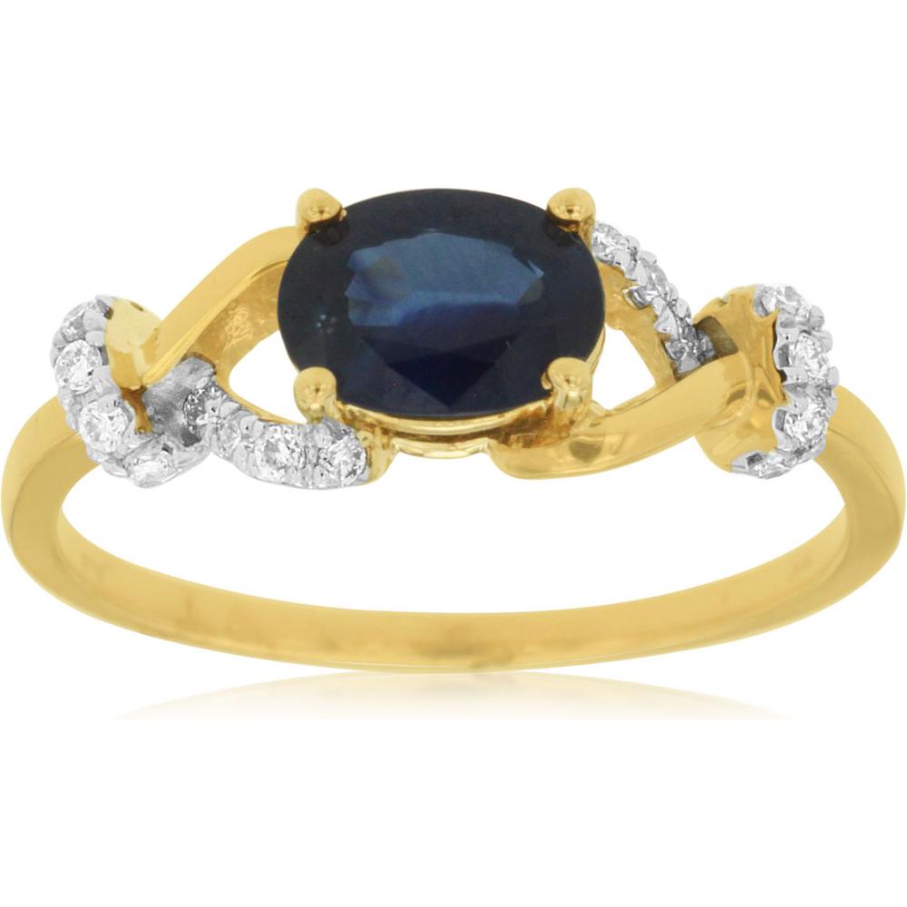 Royal 14K Yellow Gold Sapphire & Diamond Halo Ring - 1.00 Carat Sapphire
