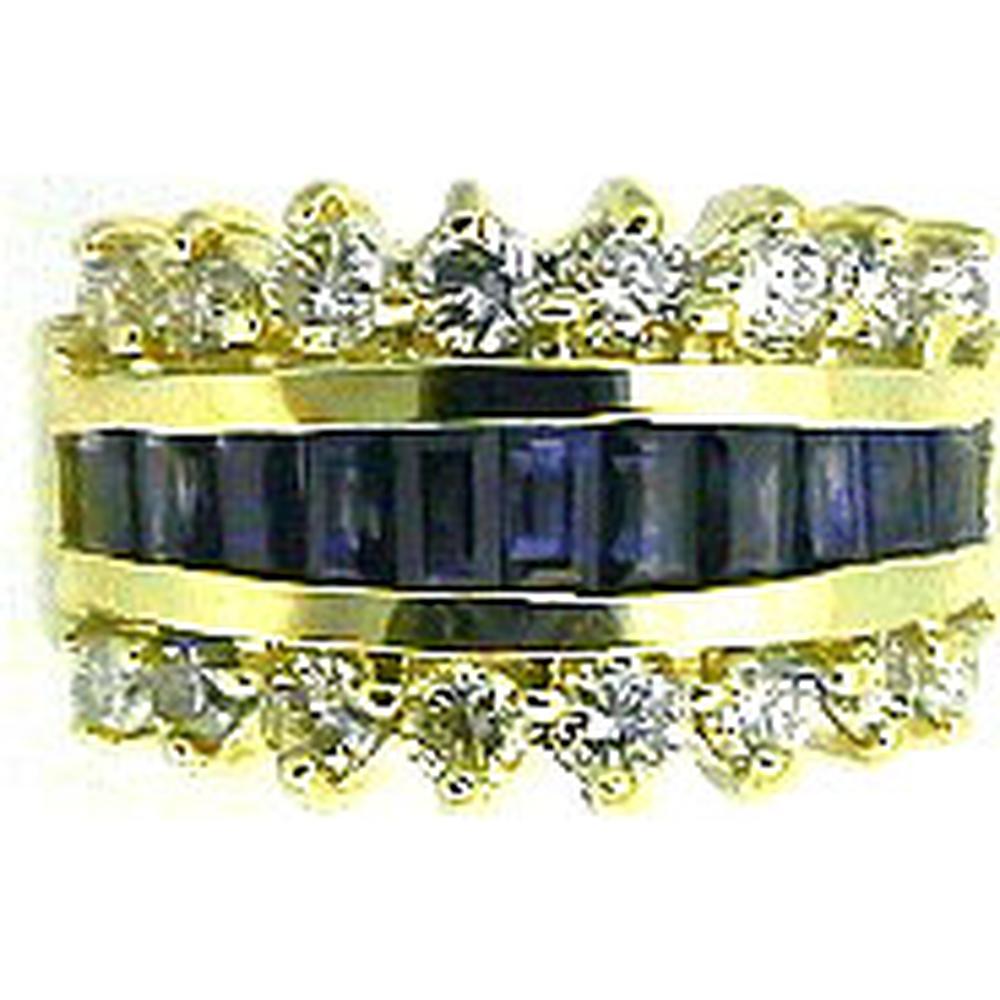 Royal 14K Yellow Gold Sapphire & Diamond Halo Ring - 2.60 Carat Total Gem Weight