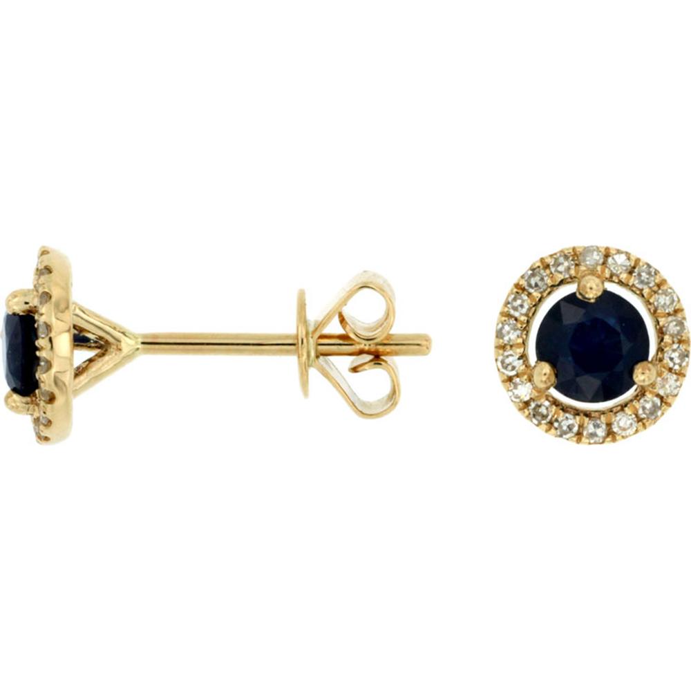 Royal 14K Yellow Gold Sapphire & Diamond Halo Stud Earrings - 1.04 Carat Total Gem Weight