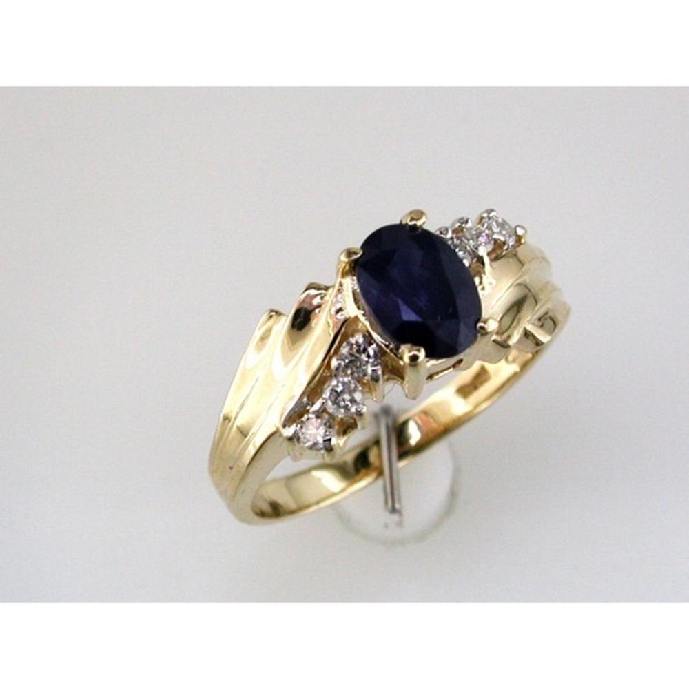Royal 14K Yellow Gold Sapphire & Diamond Oval Ring - 1.00 Carat Sapphire, 0.17 Carat Diamonds