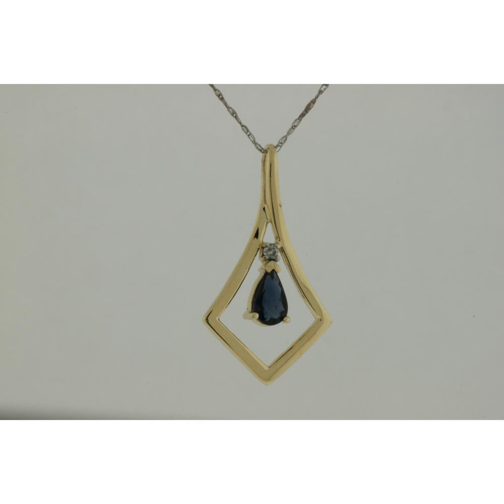 Royal 14K Yellow Gold Sapphire & Diamond Pendant - 0.53 Carat Sapphire, 0.02 Carat Diamonds