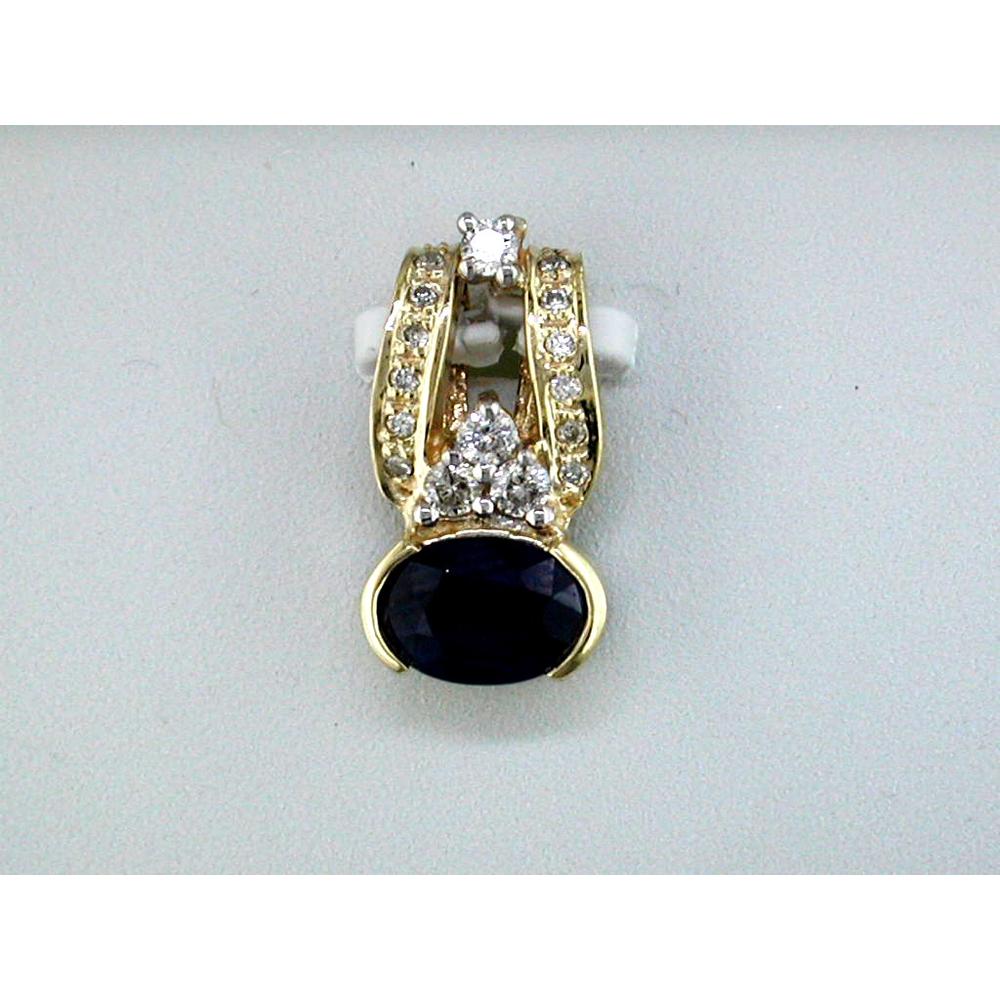 Royal 14K Yellow Gold Sapphire & Diamond Pendant - 1.00 Carat Sapphire, 0.22 Carat Diamond