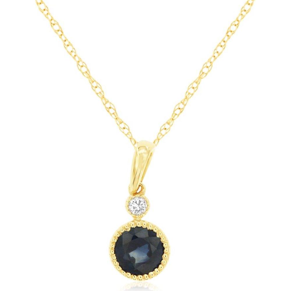 Royal 14K Yellow Gold Sapphire & Diamond Pendant - Exquisite Elegance