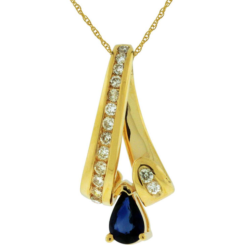 Royal 14K Yellow Gold Sapphire & Diamond Pendant - Exquisite Elegance