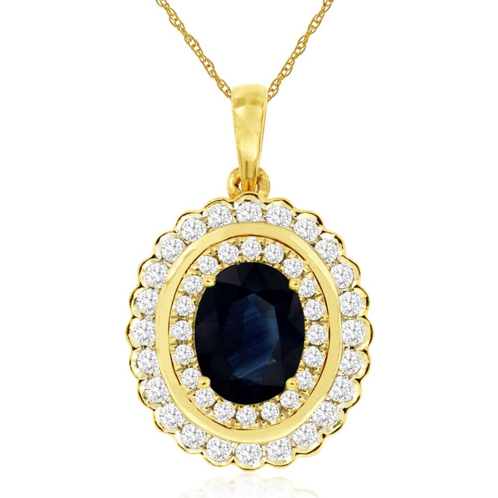 Royal 14K Yellow Gold Sapphire & Diamond Pendant - Nature's Elegance