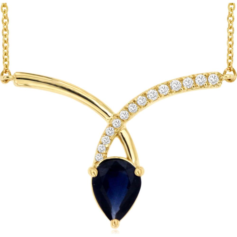 Royal 14K Yellow Gold Sapphire & Diamond Pendant Necklace - 1.54 Carats Total Weight