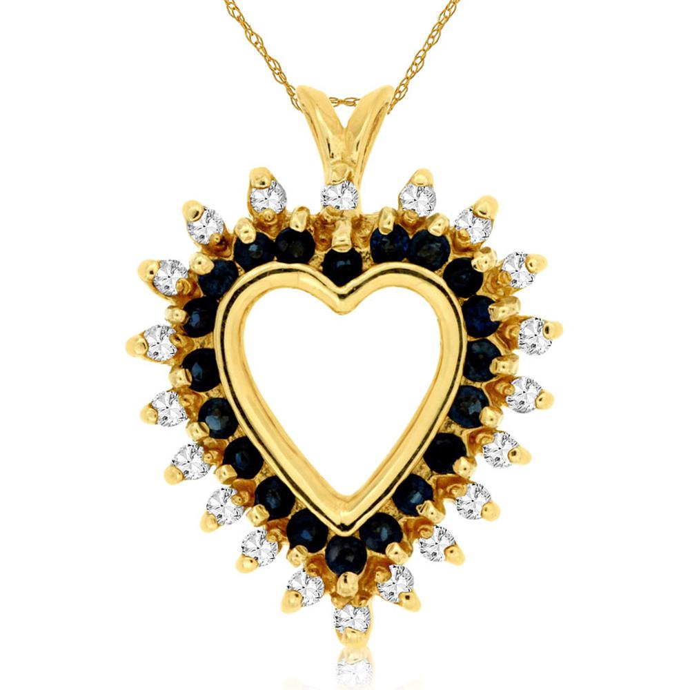 Royal 14K Yellow Gold Sapphire & Diamond Pendant - Timeless Elegance