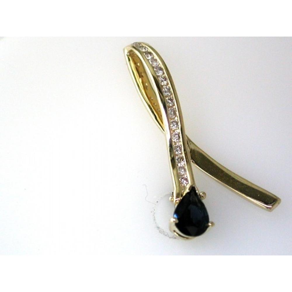 Royal 14K Yellow Gold Sapphire & Diamond Pendant - Timeless Elegance