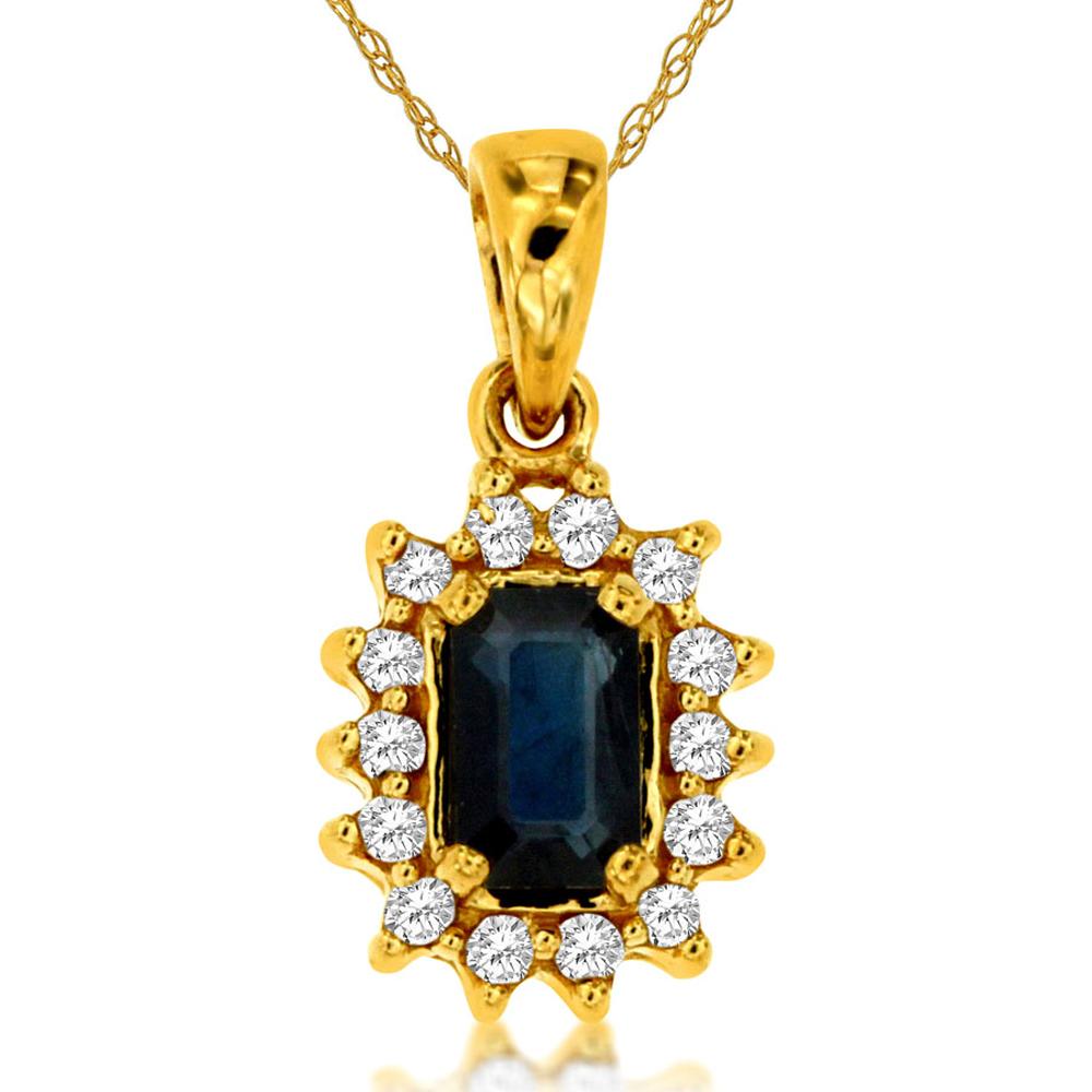 Royal 14K Yellow Gold Sapphire & Diamond Pendant - Timeless Elegance