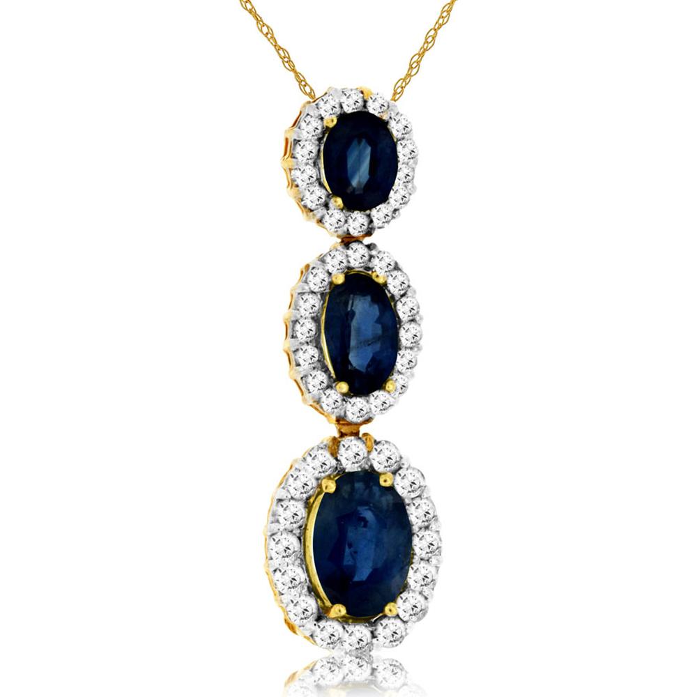 Royal 14K Yellow Gold Sapphire & Diamond Pendant - Timeless Elegance