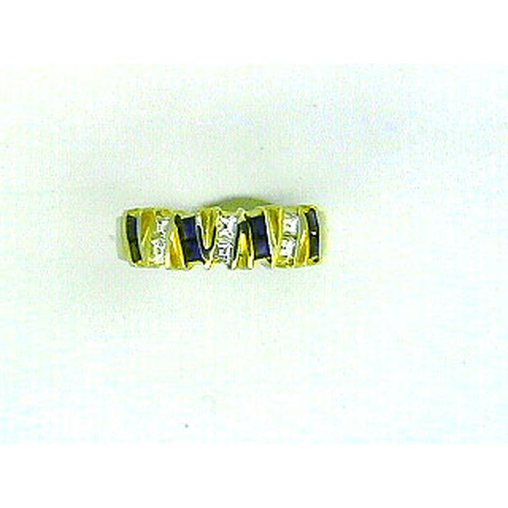 Royal 14K Yellow Gold Sapphire & Diamond Princess-Cut Ring - 0.50 Carat Sapphire, 0.30 Carat Diamonds