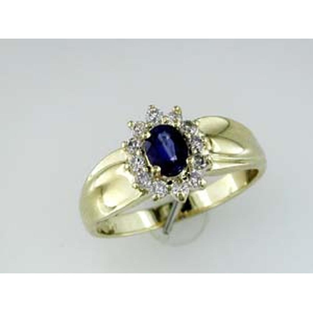 Royal 14K Yellow Gold Sapphire & Diamond Ring - 0.48 Carat Sapphire, 0.26 Carat Total Diamond Weight