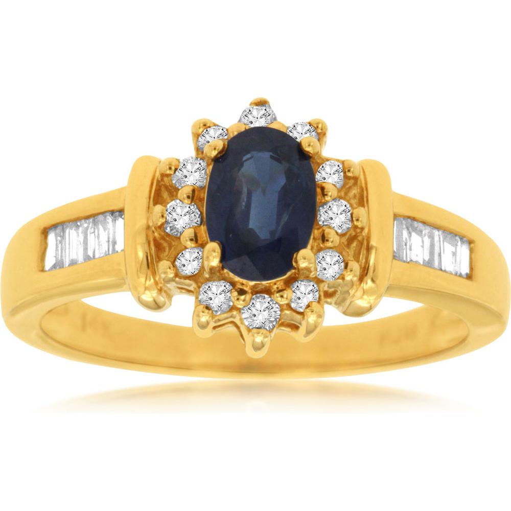 Royal 14K Yellow Gold Sapphire & Diamond Ring - 0.50 Carat Oval Sapphire