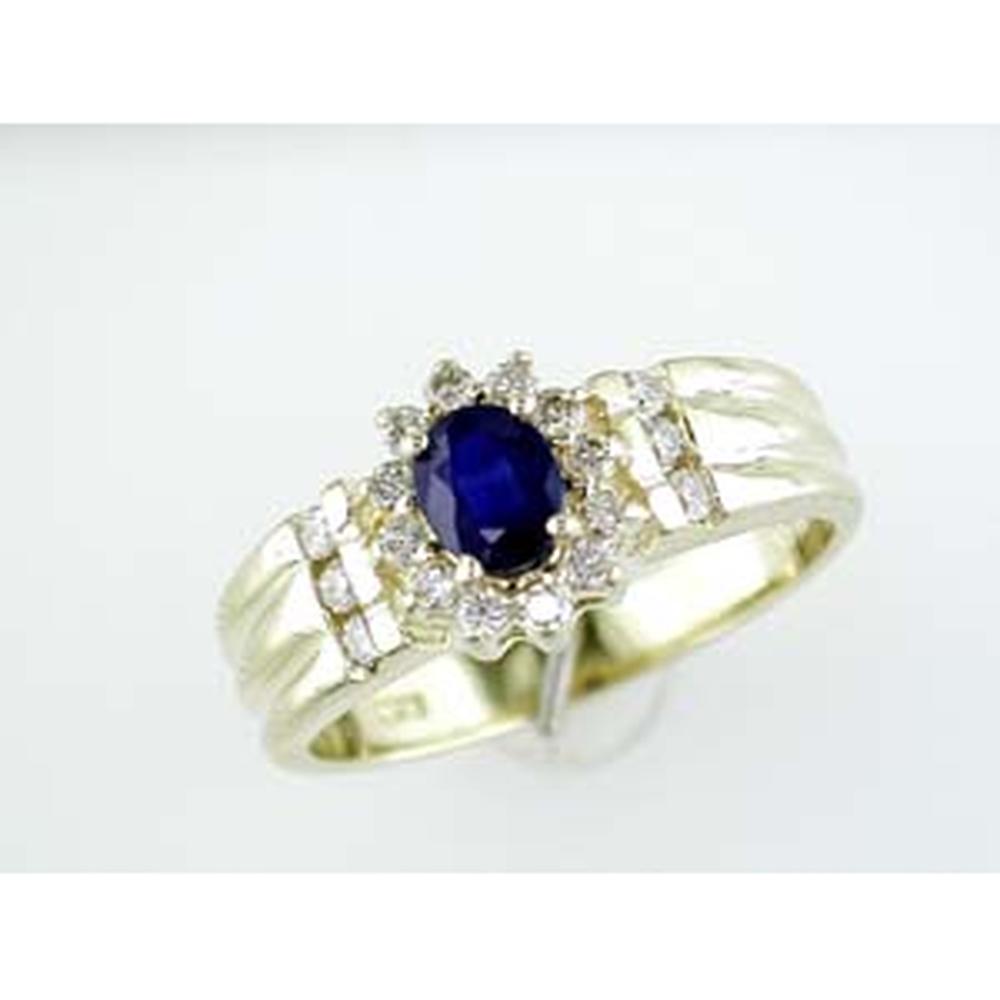 Royal 14K Yellow Gold Sapphire & Diamond Ring - 0.55 Carat Sapphire, 0.35 Carat Diamond Total Weight