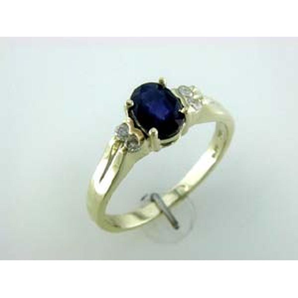 Royal 14K Yellow Gold Sapphire & Diamond Ring - 1.00 Carat Oval Sapphire, 0.10 Carat Round Diamonds