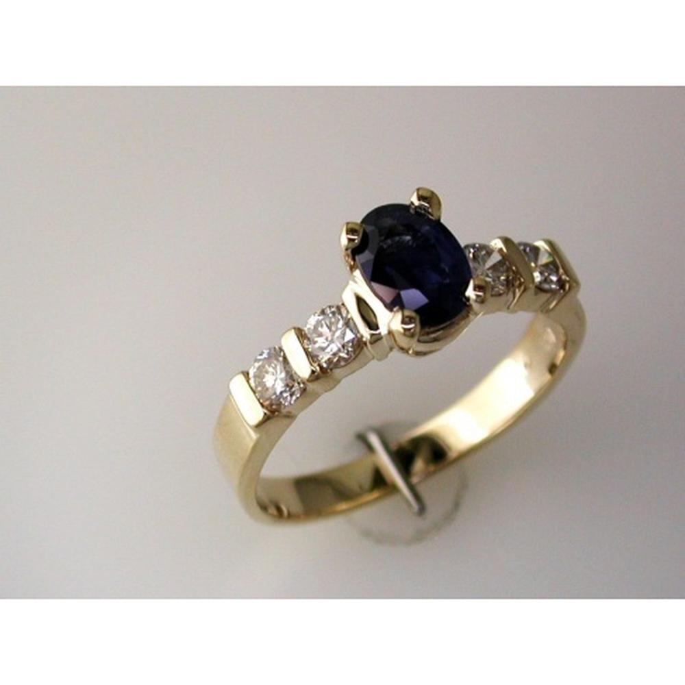 Royal 14K Yellow Gold Sapphire & Diamond Ring - 1.00 Carat Oval Sapphire - 0.45 Carat Total Diamond Weight